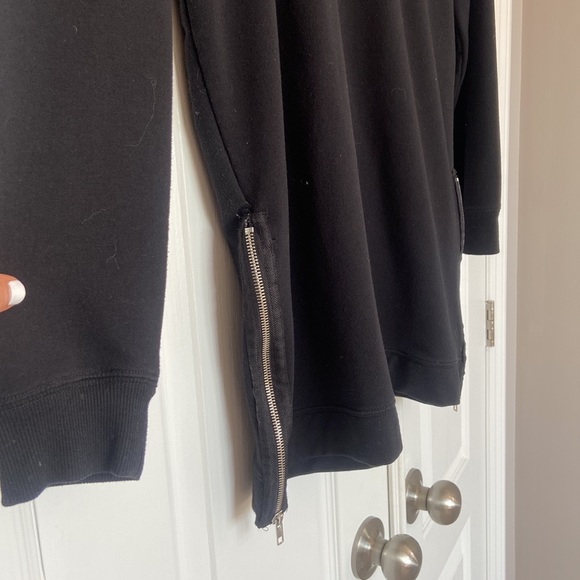 Black Sweater Dress with Zippers down the side - Picture 2 of 4